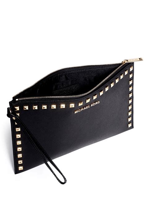 michael kors clutch with chain|michael kors studded clutch.